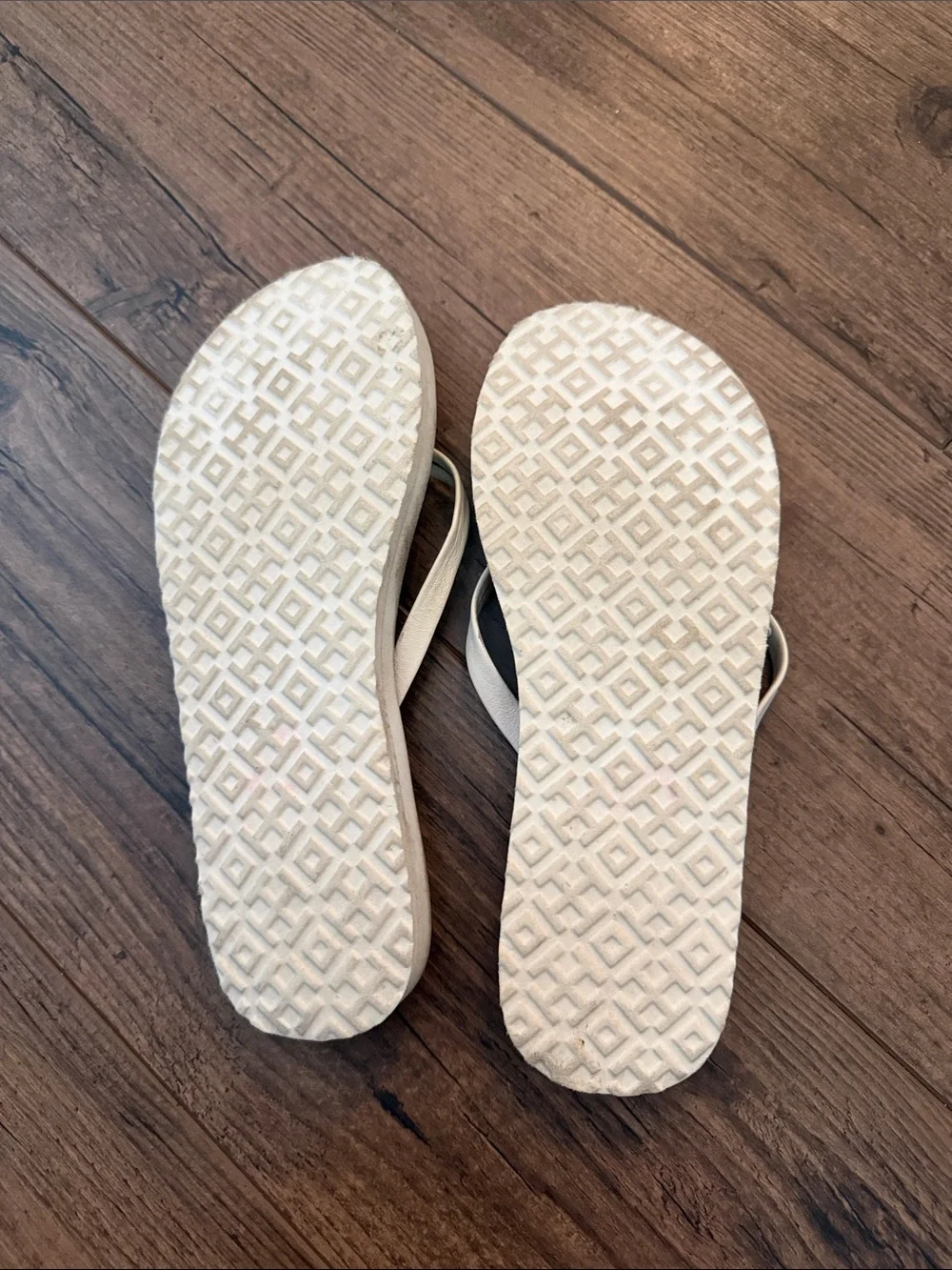 Tory Burch Navy Patterned Flip Flop with Cream Straps